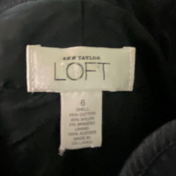 Ann Taylor Loft Gray Blue Denim Pinstripe Casual Blazer Lined Shoulder Pad 6 - Picture 10 of 13